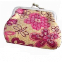 Gekleurde beurs jute bloemmotief met clip