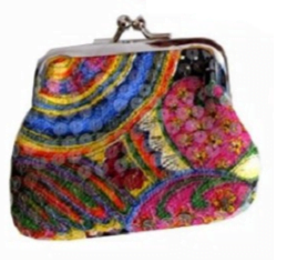 Gekleurde beurs bont bloemmotief met clip