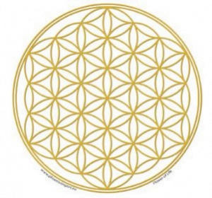 Raamsticker bloem des levens goud