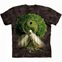 T-shirt met hoogwaardige print Yin Yang boom zwart