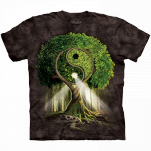 T-shirt met hoogwaardige print Yin Yang boom zwart