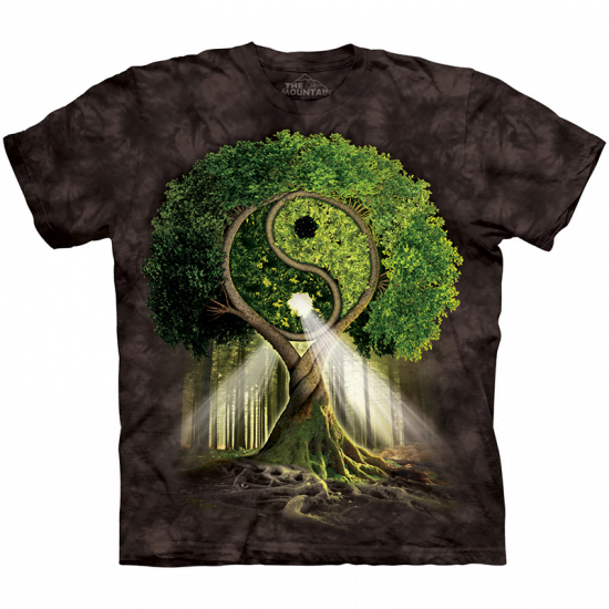T-shirt met hoogwaardige print Yin Yang boom zwart
