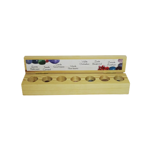 Set chakra trommelstenen in houten doosje