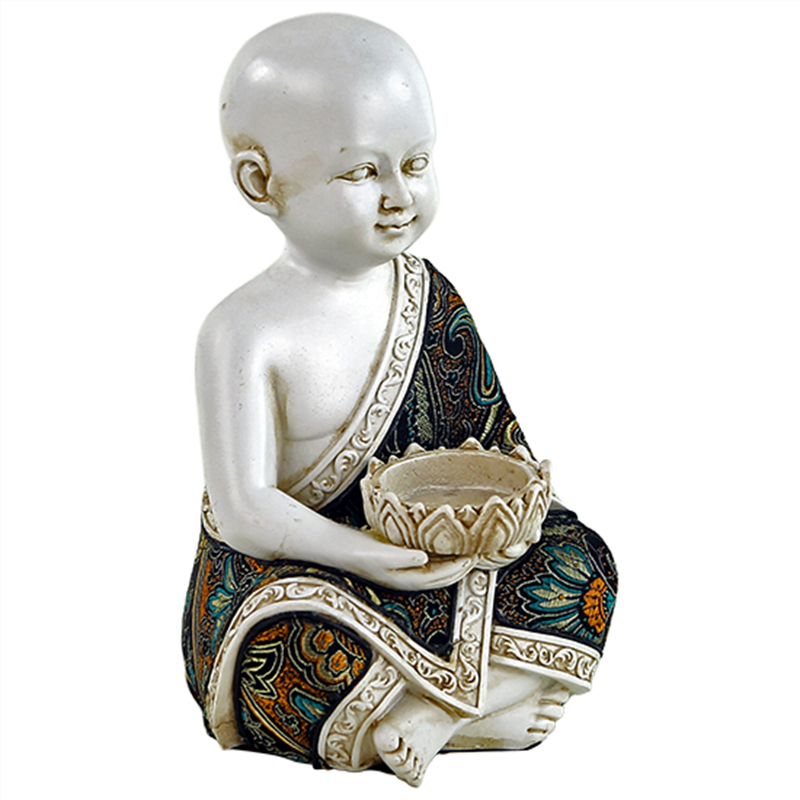 Beeldje Boeddhistische monnik met waxinelichthouder - Afbeelding 3
