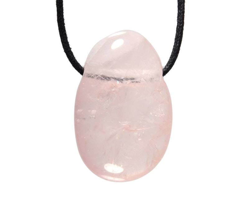 Hanger rozenkwarts trommelsteen doorboord