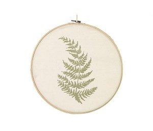 Wanddecoratie linnen varenblad