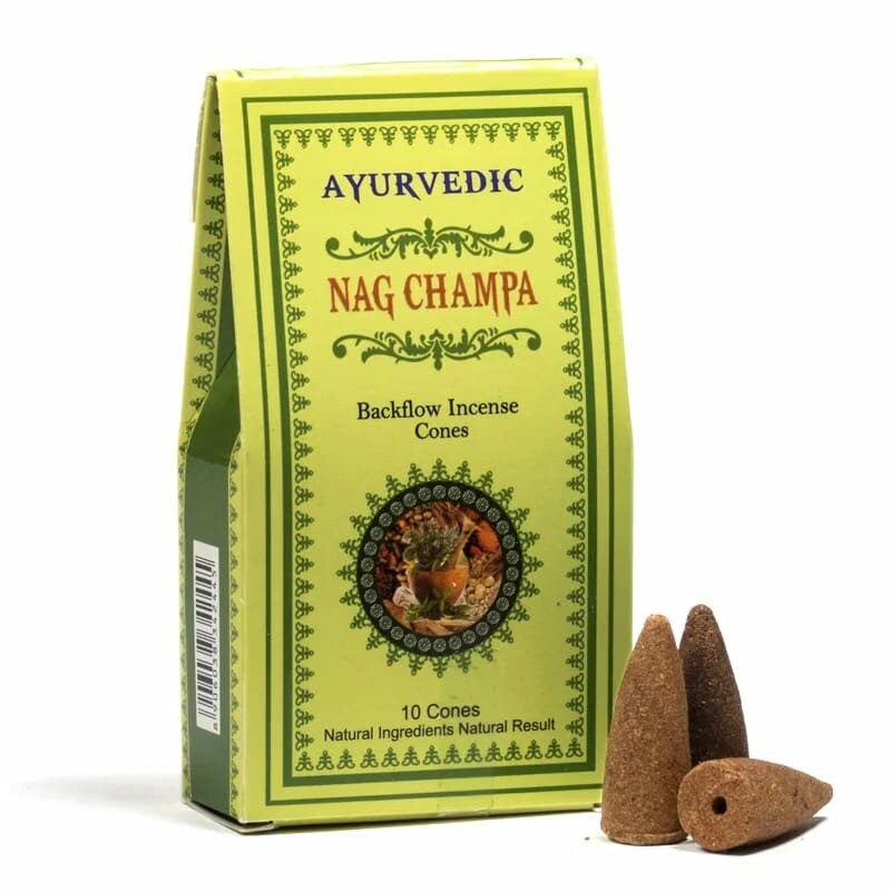 Ayurvedic backflow wierookkegels Nag Champa
