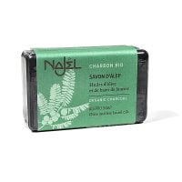 Blok zeep verrijkt met houtskool, om lichaam en gezicht mee te wassen.