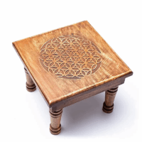 Houten bijzettafeltje Flower of Life