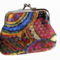 Gekleurde beurs bont bloemmotief met clip