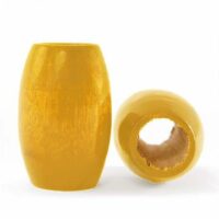 Grote houten kraal geel voor baard of dreadlocks