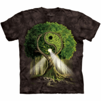 T-shirt met hoogwaardige print Yin Yang boom zwart